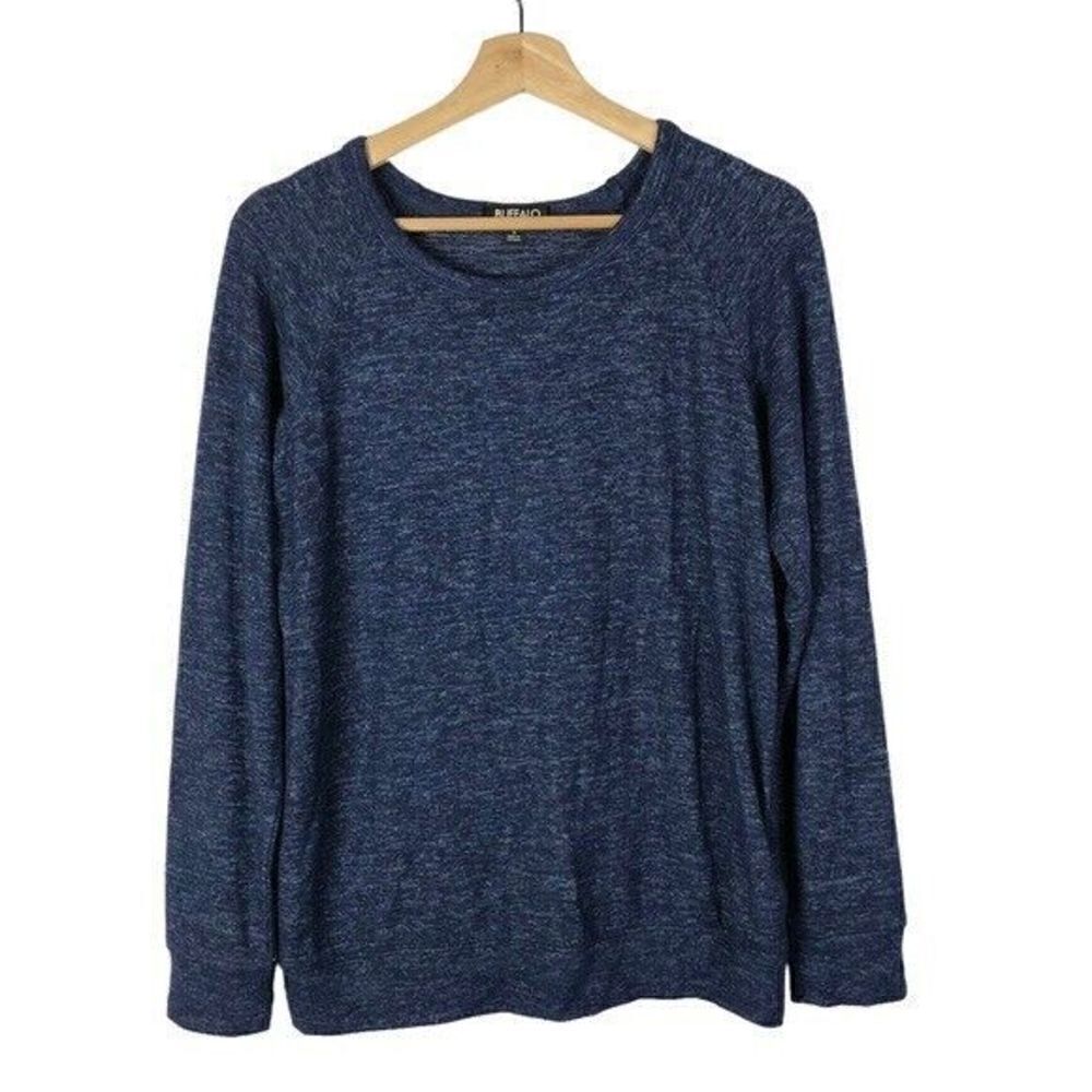 Buffalo David Bitton Heather Navy Comfy Raglan Long Sleeve Top S